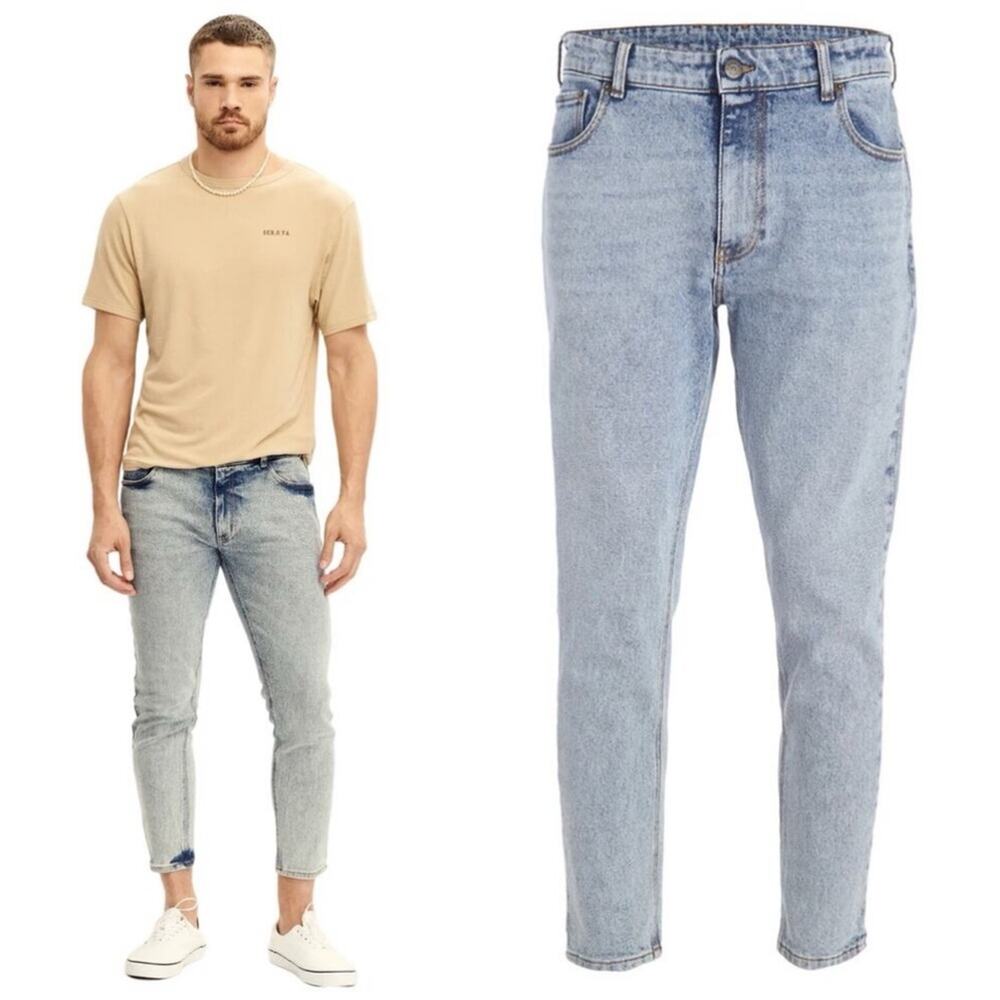 RETROFETE SER.O.YA Diego Tapered Cropped Men’s Jeans Arlo Blue Size 30x27 NEW